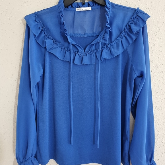 Kaily K Women's Blouse Baby Blue Long Sleeves Size M - Picture 6 of 8
